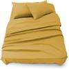 Blumtal Completo lenzuola matrimoniali 3pz - completo letto matrimoniale certificato OEKO-TEX - lenzuolo con angoli 180x200x30cm + lenzuolo 280x275cm + federa cuscino 50x80cm in microfibra - in giallo