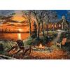 Pracht Creatives Hobby Set di Pittura con Diamanti, Quadro con Motivo falò al Lago e Accessori, Dimensioni ca. 35 x 25 cm, Set da dipingere con Pietre Glitterate per Bambini dai 5 Anni in su
