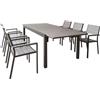 MIlani Home TRIUMPHUS - set tavolo in alluminio e polywood cm 180/240 x 100 x 73 h con 6 poltrone Xanthus