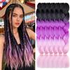 ShowJarlly Ombre Jumbo Treccia Capelli, 5 Pezzi Capelli Extension Per Treccine Africane Capelli,24 Pollice Sintetici Intrecciare I Capelli Estensioni Per Crochet Torsione(Nero/Viola Rosso/Rosa Chiaro)