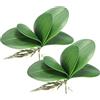 PATIKIL Foglie di Orchidea Finta 5,51 Pollici, 2pz Piccola Pianta Artificiale Fogliame Phalaenopsis Vero Lattice Verde 5 Foglie con Steli per Decorare Vasi Fiori Casa, Verde