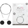 KnitPro - KnitPro Acciaio Inox Nero/Argento 360° Cavo Girevole Intercambiabile per Ago da 60cm con Cappucci Terminali e Chiave Cavo - 1 Set