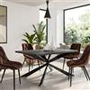 DEGHI Tavolo da pranzo 150x70 cm top effetto rovere grigio 38 mm e gambe incrociate in metallo nero - Manty