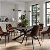 DEGHI Tavolo da pranzo 200x100 cm top effetto rovere grigio 38 mm e gambe incrociate in metallo nero - Manty