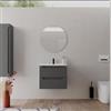 DEGHI Mobile bagno sospeso 60 cm antracite con lavabo integrato e specchio - Sleek Plus