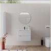 DEGHI Mobile bagno sospeso 60 cm bianco opaco con lavabo integrato e specchio - Sleek Plus