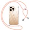 Pnakqil Cover per iPhone 16 Pro Max con Cordino, Trasparente Custodia con Laccio Tracolla Cellulare Girocollo Collana Protettiva per iPhone 16 Pro Max 6.9, Rosa