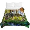 Chickwing Lupo Animale Stampa Trapuntino Copriletto Trapuntato Matrimoniale Singolo, Chickw11 Coperta Primaverile Estivo Trapunta Goffrato Coperta Leggera per Camera da Letto (Lupo Foresta,100x150cm)