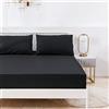 Jemiipee Lenzuola con Angoli in Tinta Unita, Letto Singolo 100x200 cm - Lenzuola Sotto con Angoli Transpirante e Lavabile in Microfibra Morbida, Nero