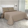 Corredocasa Copriletto Matrimoniale Trapuntato Double Face, Made in Italy - Trapunta Primaverile/Estiva in Morbida Microfibra - Trapuntino Bicolore disponibile in Vari Colori - 250x240 cm (Tortora/Beige)