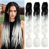 ShowJarlly Treccia Africane Extension 24, Treccia Capelli, Ombre Jumbo Treccia Capelli Fibra treccia di scatola, Per Crochet Twist Intrecciare I Capelli (Nero/bianco)