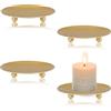 YoHyien 4 Pezzi Piattino Porta Candele 9 cm, Piatto per Candele in Metallo, Sotto Candela per Tealight, Porta Candele da Tavolo per Natalizie, Matrimonio Decorazione, Casa Festa, e Cena (Dorato)