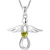 FJ Collana Angelo Custode Donna Argento 925 Collana con Ciondolo Infinito Collana Agosto Pietra Portafortuna Peridoto Gioielli Regalo per Donna
