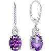 FJ Orecchini Pendenti Ovale Argento 925 Orecchini Ametista Pietre Portafortuna Febbraio Gioielli Regalo per Donna