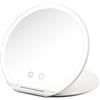 Girmi BE03 Specchio tondo per trucco, Pieghevole Ultraslim, Portatile con Luce Led 3 Colori, Tasto touchscreen, Batteria Litio, Ricarica USB