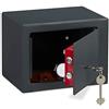 Relaxdays Cassaforte Mobile con Chiave, Serratura Doppia, a Parete o a Pavimento, Mini Safe,HLP 17x23x17,Cassetta;Grigio