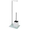 FERIDRAS - PIANTANA CON PORTA ROTOLO E PORTA SCOPINO BASE IN VETRO BIANCO 810001