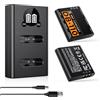 K&F CONCEPT Confezione da 2 batterie Ricoh DB-110 da 1100 mAh con caricatore LCD Dual Slot, compatibile con Ricoh GR III, GR IIIx, Theta X, WG-6, G900 II, G900SE II, compatibile con Olympus