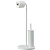Gedy Winny scopino per wc con porta rotolo bianco, Misure: 67X25X29 CM & 3,5 KG, Porta carta igienica e scopino bagno realizzati in acciaio inox e Cromall, Design R&S gedy