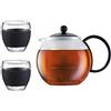 Bodum Assam Set Teiera a pistone, 1,0 L, 2 pezzi, 34 cl, vetro, 0, ml