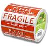 Double Dragon, 500 Etichette, 2x3 Pollici, Adesivo Fragile, Adesivo Handle with Care, Etichetta di Avviso Rossa, Adesivo con Forte Adesione (Dimensione: 2 x 3 Pollici / 50 x 76 mm)