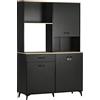 HOMCOM Credenza da cucina, armadio da cucina, credenza da pranzo, 3 nicchie aperte, 3 armadi con anta e 1 cassetto, 119 x 41 x 180 cm, nero