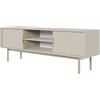 Selsey Mobile TV in piedi Armadio per TV su gambe 2 ante 2 scomparti con maniglie dorate 154 x 53,5 cm Beige Grigio Viviaro