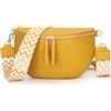 RQJZ Grande marsupio donna borsa a tracolla media in vera pelle crossbody bag donna elegante borsetta a cintura con cintura larga 5 cm giallo