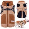 TVMALL Giacca per Cani con Pettorina e Design a Tasca, Cappotto per Cani per l'inverno in Condizioni di Freddo, Vestiti Accoglienti e Antivento per Cani di Piccola e Media Taglia (Cachi, XXL)