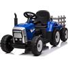 FINOOS 12V Trattore Elettrico Bambini con Paletta & Rimorchio Rimovibile, Veicolo Elettrico Bambino con Luce LED & Musica & Clacson, Telecomando 2,4G, 2-6km/h per Bambini da 1 Anni + (Blu)
