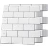 Art3d Adesivo per piastrelle 3D Subway per cucina, bagno, bianco con stucco grigio, 30 x 30 cm