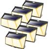 LOTMOS 6 Pezzi 308 LED Luce Solare LED Esterno con Sensore di Movimento, 3 Modes Faretti Solari a Led da Esterno, Bianco Caldo Lampada IP65 Impermeabile per Giardino, Parete Wireless Risparmio Energetico