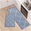 LY4U Set di 2 Tappeti da Cucina, Tappetini da Cucina Lavabili, Runner Antiscivolo, Tappetino Assorbente per Ingresso e Decorazione Domestica Ufficio, 43x75+43x120cm, Grigio