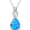 Michooyel Collana con ciondolo in opale blu, argento sterling, a forma di goccia, pietra portafortuna di ottobre, gioielli infinito per donne, 40-45 cm
