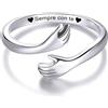 Bramart Anello da Donna in Argento Sterling 925 Regalo Compleanno per Moglie Figlia Mamma Fidanzata Amica - Dimensione Regolabile Anelli