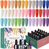 PHOENIXY 24 Pz Kit Semipermanente Unghie in UV LED, Phoenixy Smalti Semipermanenti per Unghie con Base Coat e Glossy & Matt Top Coat, Smalti Gel per Unghie Nail Art DIY per Donne