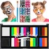 LOPHE Body Paint, 26 Colori Pittura Corpo Professionale Pittura per Il Viso con Pennelli e Stencil, Trucco Viso Bambini Colori Face Painting per Halloween, Carnevale, Sicuro e Non Tossico(B)