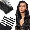 Elailite Extension Biadesivo Capelli Veri Adesive Human Hair Cuciti 10 Ciocche Tape Extensions Biadesive 20g 35cm #1 Jet Nero