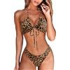 DOULAFASS Bikini sexy da donna, in stile brasiliano, a vita bassa, a triangolo, 2 pezzi, #1 stampa leopardata, XL