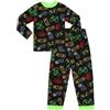 thepyjamafactory Pigiama lungo in pile con controller per videogiochi, per ragazzi, Nero , 11-12 Years