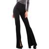 Toocool Pantaloni Donna Campana Aderenti Zampa Elefante Elasticizzati Hot Sexy JL-2148 [S,Nero con Spacco]