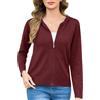 Aottori Maglione Donna con Zip e Cappuccio Cardigan a Maniche Lunghe Leggero Giacca in Maglia Elegante Golfino Cerniera Autunno Casual Bordeaux M