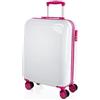ITACA - Set Valigia Media e Valigia Bagaglio a Mano. Set Valigie Rigide per Viaggi Aereo - Set Trolley Valigia Rigida - Set Valigie Rigide con Lucchetto, Bianco-Fucsia