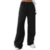 Dinglong I miei ordini in Corso di Spedizione Pantaloni Cargo Casual per Donne, Vita Elastica, Jogging, Yoga, Tasche, Gambe Larghe I Miei Ordini in Corso di Consegna, Le Noir, L