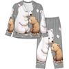 ZHONGSK Set pigiama da donna - orso bianco orso marrone - pigiama a maniche lunghe da donna morbido pigiama novità casual carino abbottonatura da notte moda casual loungewear, Orso Bianco Orso