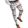 BOTCAM Pantaloni alti casual, a quadri, pantaloni a matita stretti, da uomo, chiusura lampo, vita elastica, pantaloni da uomo invernali, Z2-grigio, L