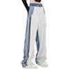 ThiCc Pantaloni sportivi da donna con patchwork in denim, pantaloni dritti con coulisse in vita con tasca Y2K a righe laterali a blocchi di colore bicolore jeans cargo pantaloni da jogging, bianco,