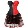 Josamogre Gonna Corsetto Tutu Bustino Sexy Reggicalze Overbust Corset Dress Cerniera Vittoriano Taglie Forti Burlesque Rosso Nero 2XL