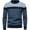 seiveini Maglieria Invernale da Uomo Manica Lunga Tinta Unita Casual Caldo Maglione Allentato a Striscia Sweater Maglione Girocollo a Manica Lunga in Cotone Uomo Elegante B Blu XL