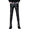 Idopy Pantalone con Lacci da Uomo in Pelle Sintetica Nera Imbottita in Morbido PU